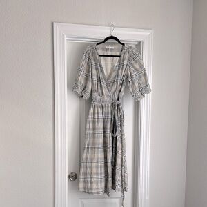 OAK + FORT Puff Sleeve Midi Sundress